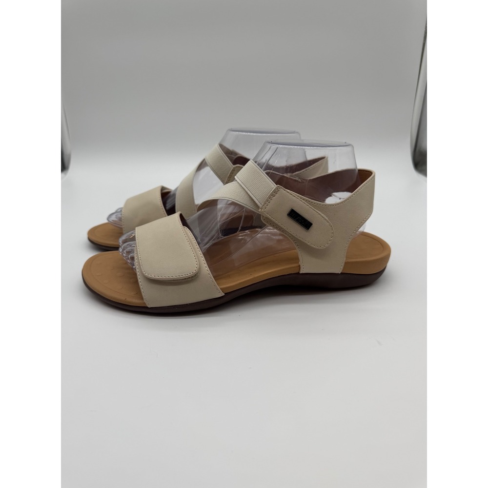 Mysoft Womens Comfort Strappy Sandals Beige Elastic Ankle Strap Size 9